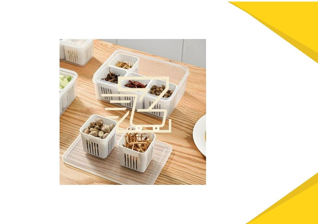 Roxique 6-Compartment Refrigerator Food Storage Container with Transparent Lid