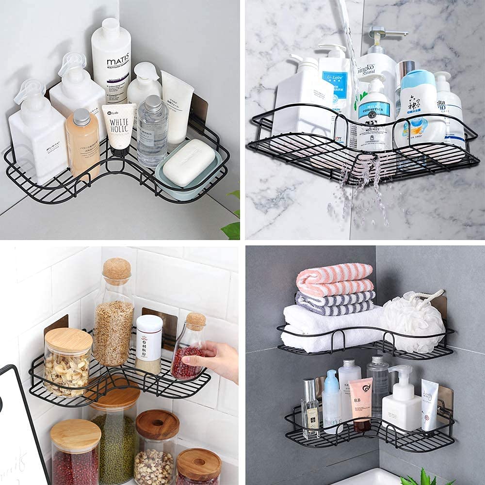 Self-Adhesive Kitchen-Bathroom Corner Shelf Organiser Storage Rack