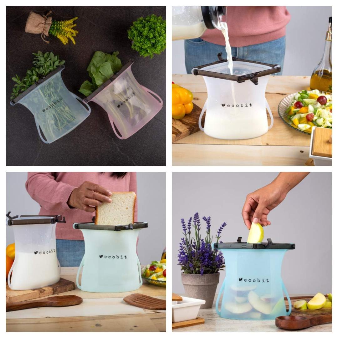 Silicone Food Storage Bags - Set of 3 Keepers for Fruits, Vegetables, Snacks
