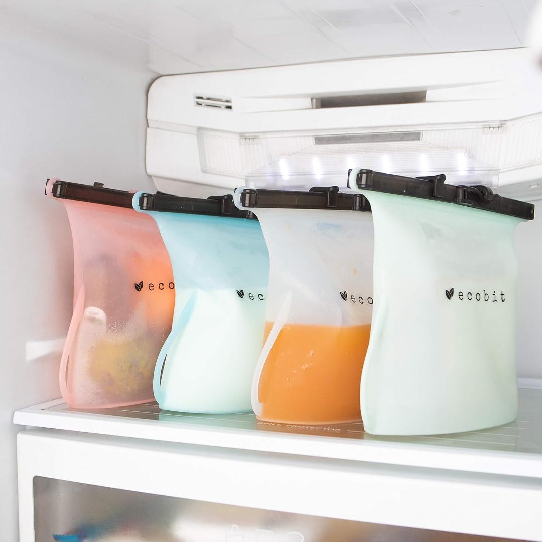 Silicone Food Storage Bags - Set of 3 Keepers for Fruits, Vegetables, Snacks
