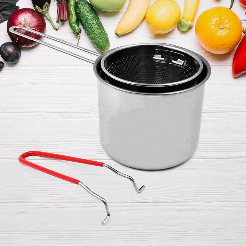 Small 2-Pc Deep Frying Pot with Strainer Basket, 1200 ML
