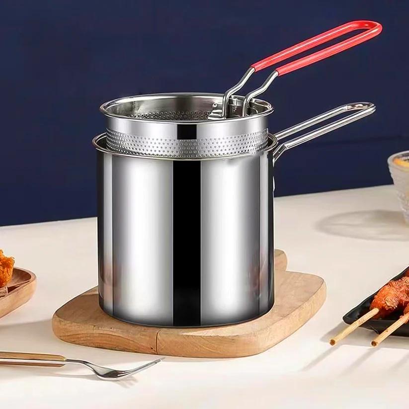 Small 2-Pc Deep Frying Pot with Strainer Basket, 1200 ML