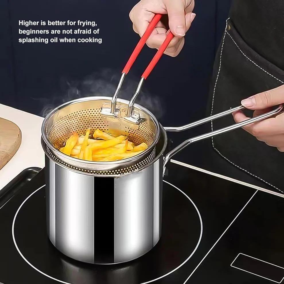 Small 2-Pc Deep Frying Pot with Strainer Basket, 1200 ML