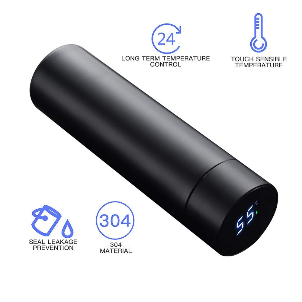 Smart LCD Temperature Display Stainless Steel Vacuum Flask Water Bottle with Tea Infuser - 304 Grade