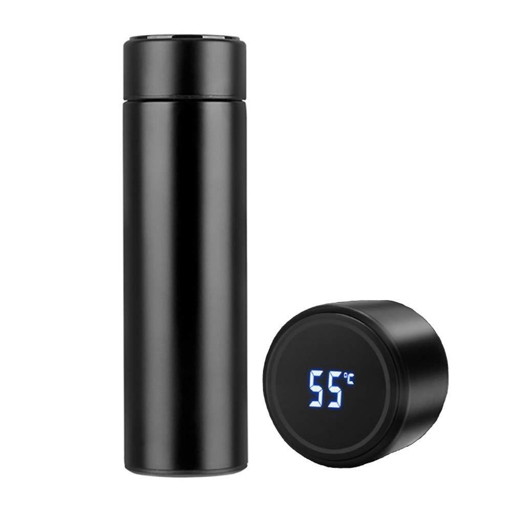Smart LCD Temperature Display Stainless Steel Vacuum Flask Water Bottle with Tea Infuser - 304 Grade