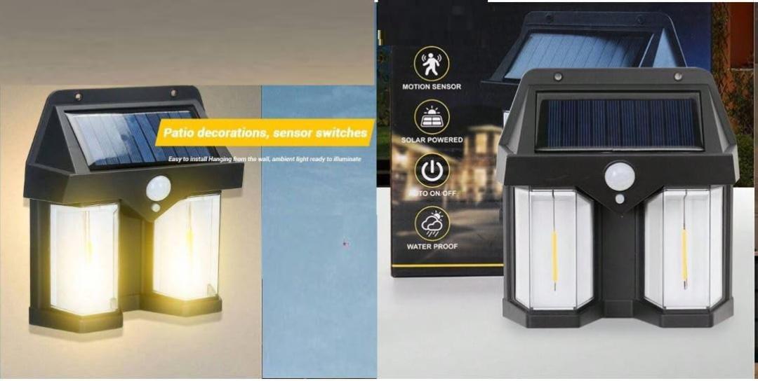 Solar Motion Sensor Wall Light - Dual LED Outdoor Security Lamp