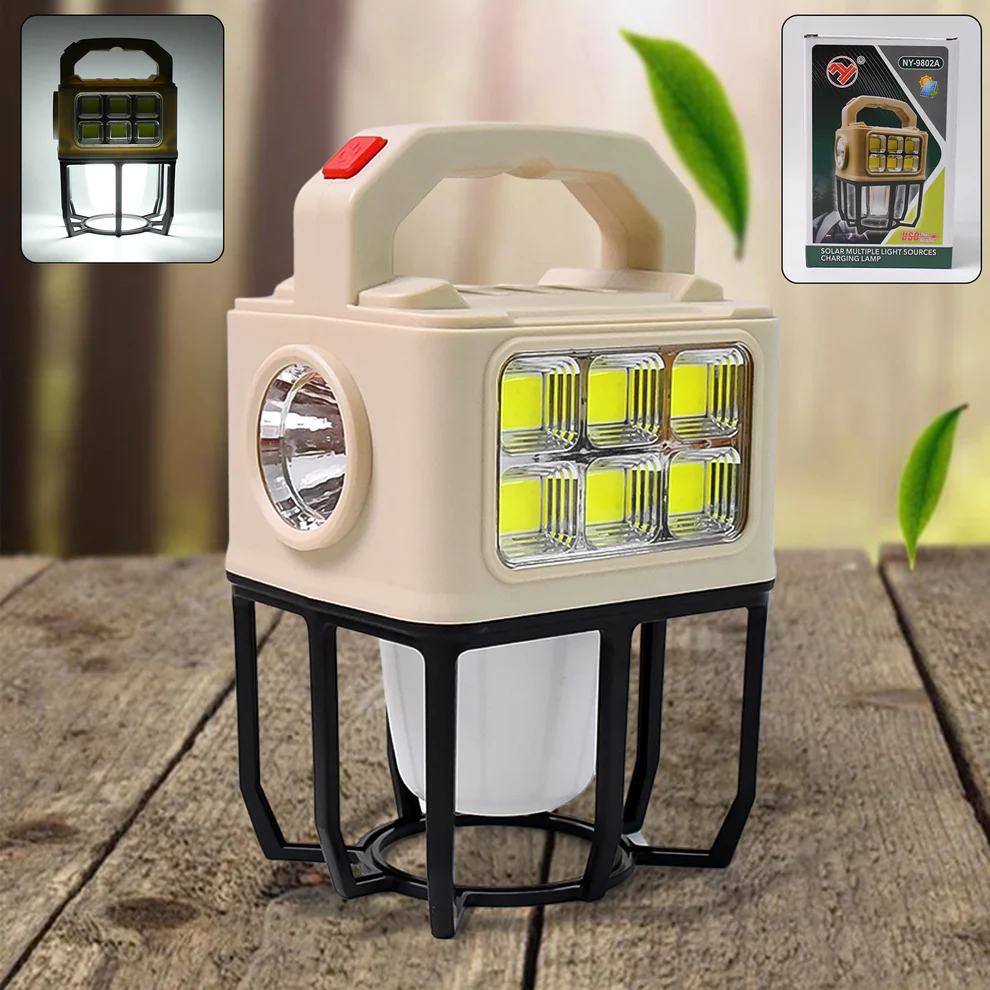 Solar Portable Camping Lantern with 3 Light Modes & USB Charging