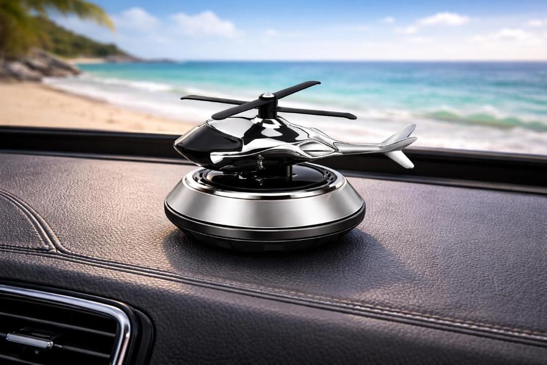 Solar Powered Helicopter Car Dashboard Air Freshener