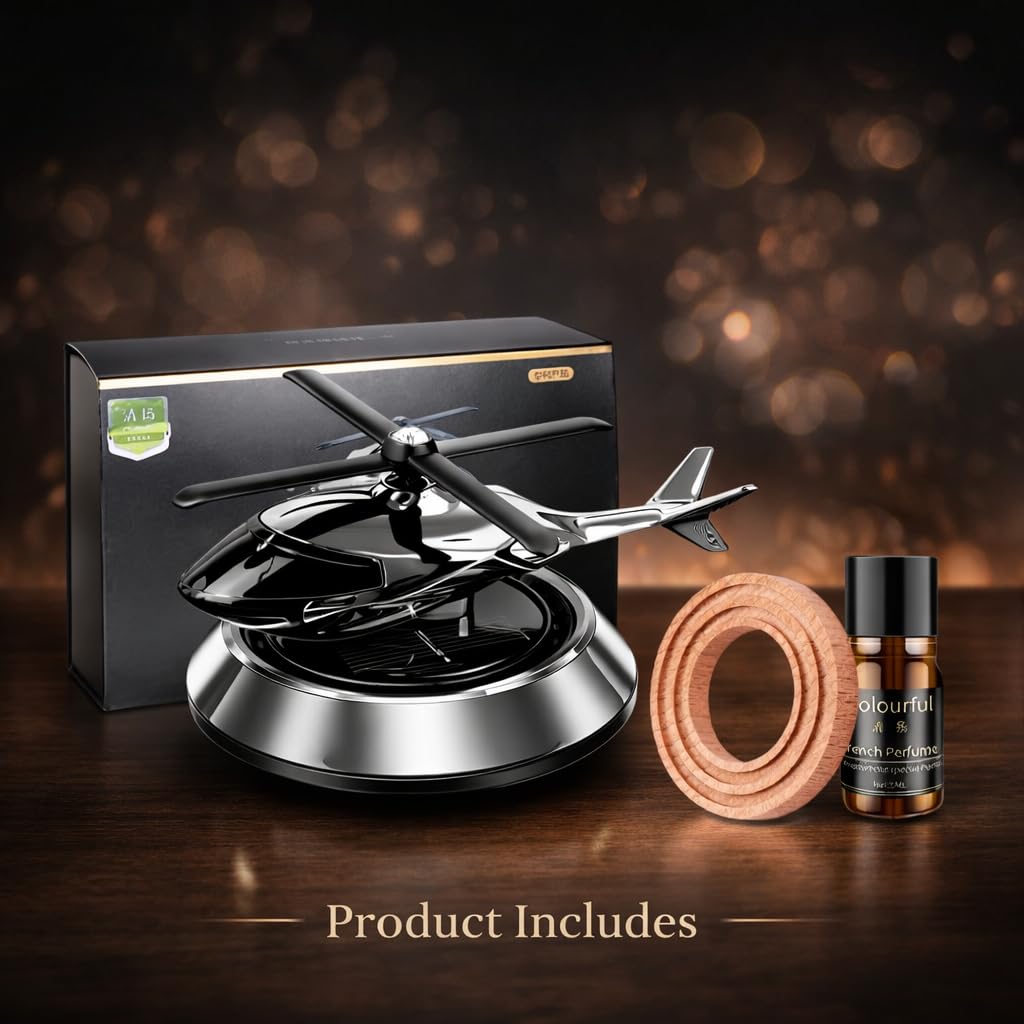 Solar Powered Helicopter Car Dashboard Air Freshener