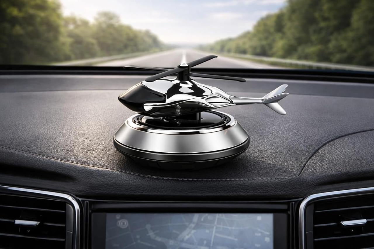 Solar Powered Helicopter Car Dashboard Air Freshener