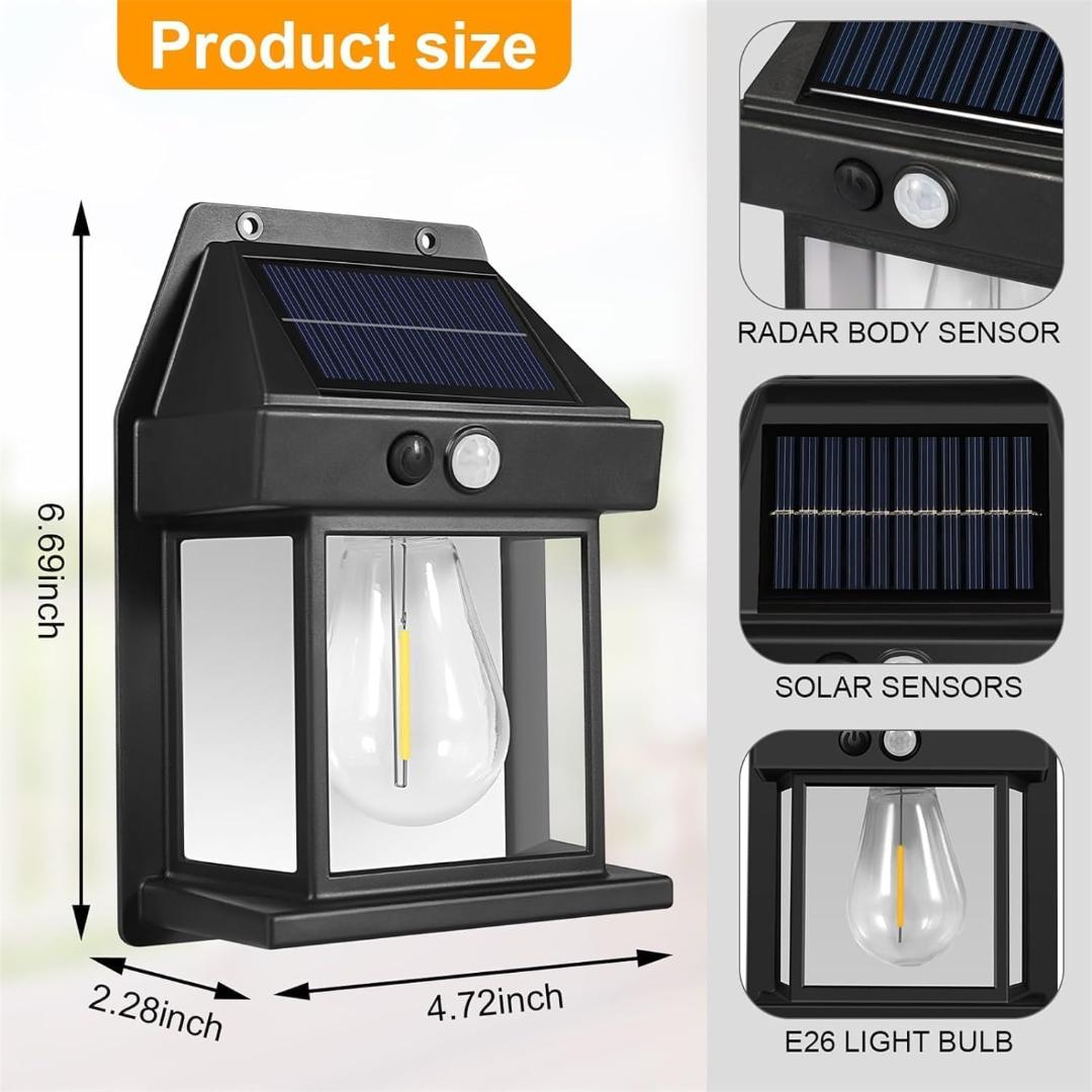 Solar Wall Lamp Wireless Outdoor Light with Motion Sensor & 3 Modes