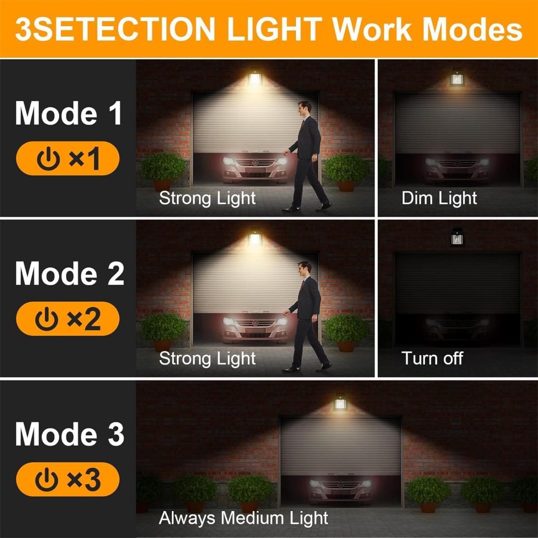 Solar Wall Lamp Wireless Outdoor Light with Motion Sensor & 3 Modes