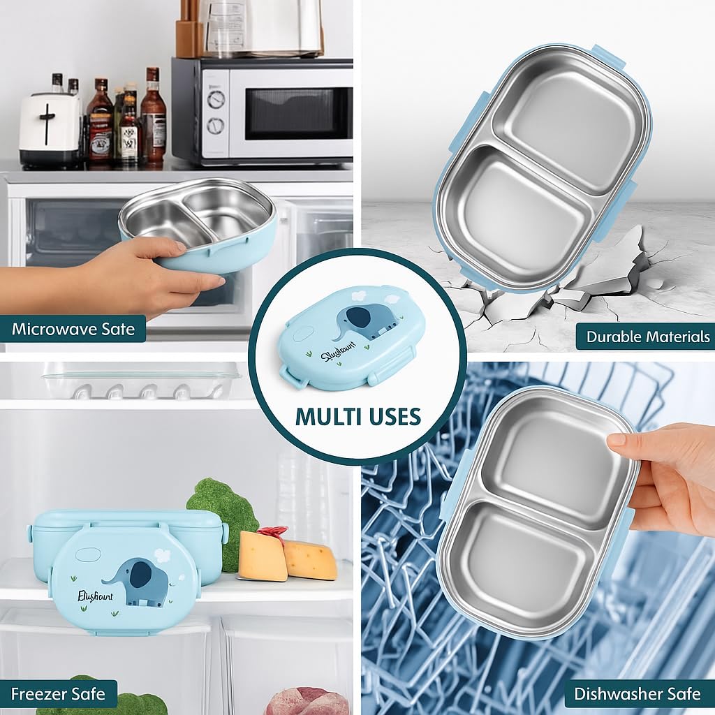 Stainless Steel Compartment Lunch Box with Leak-Proof Lid
