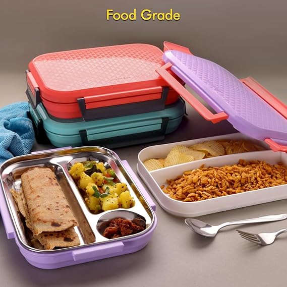 Stainless Steel Compartment Lunch Box with Leak-Proof Lid