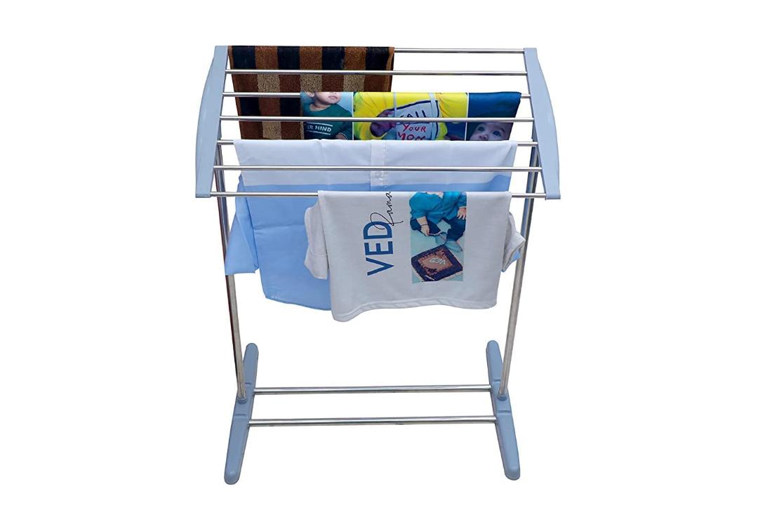 Stainless Steel Foldable Towel Drying Rack Stand with Multiple Bars