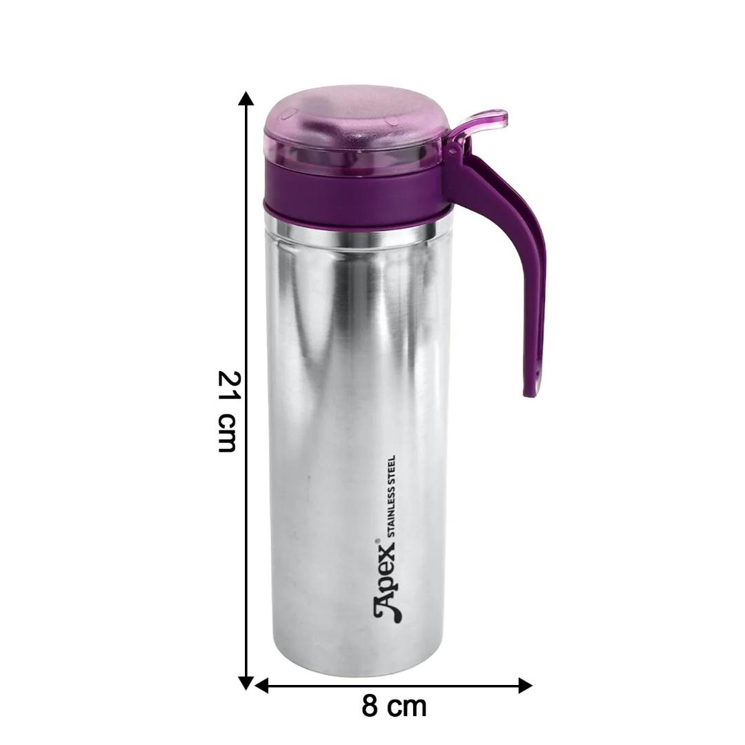 Stainless Steel Insulated Oil/Vinegar Dispenser Bottle with Leak-Proof Flip Lid (Purple)