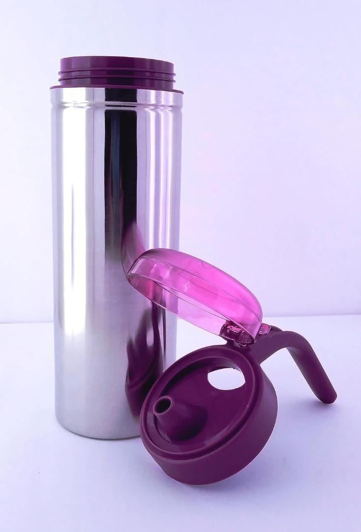 Stainless Steel Insulated Oil/Vinegar Dispenser Bottle with Leak-Proof Flip Lid (Purple)
