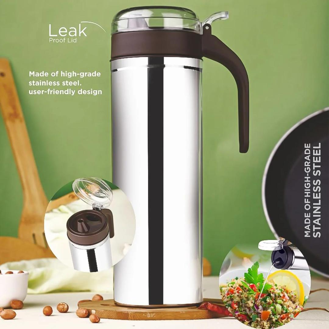 Stainless Steel Insulated Oil/Vinegar Dispenser Bottle with Leak-Proof Flip Lid (Purple)