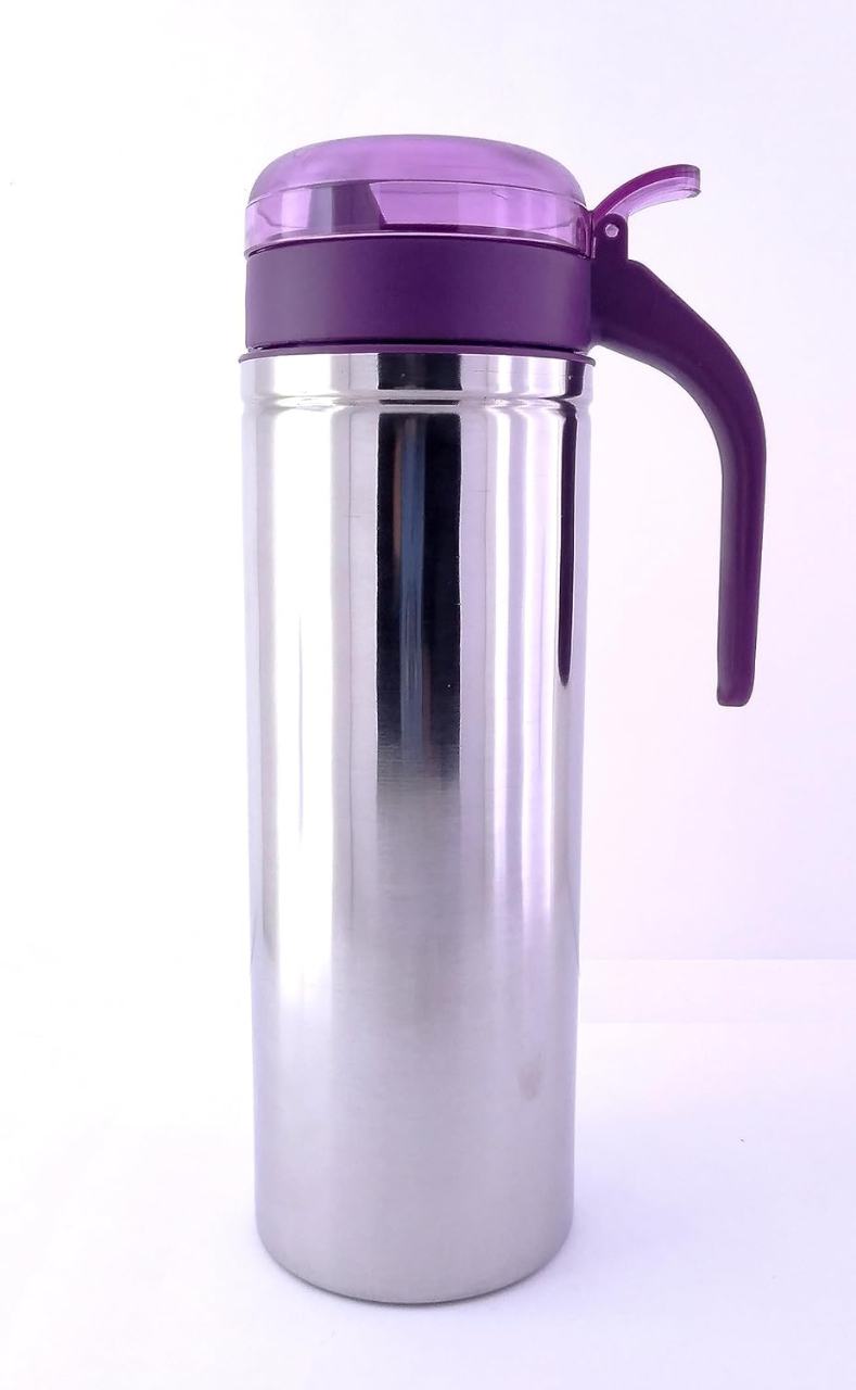 Stainless Steel Insulated Oil/Vinegar Dispenser Bottle with Leak-Proof Flip Lid (Purple)