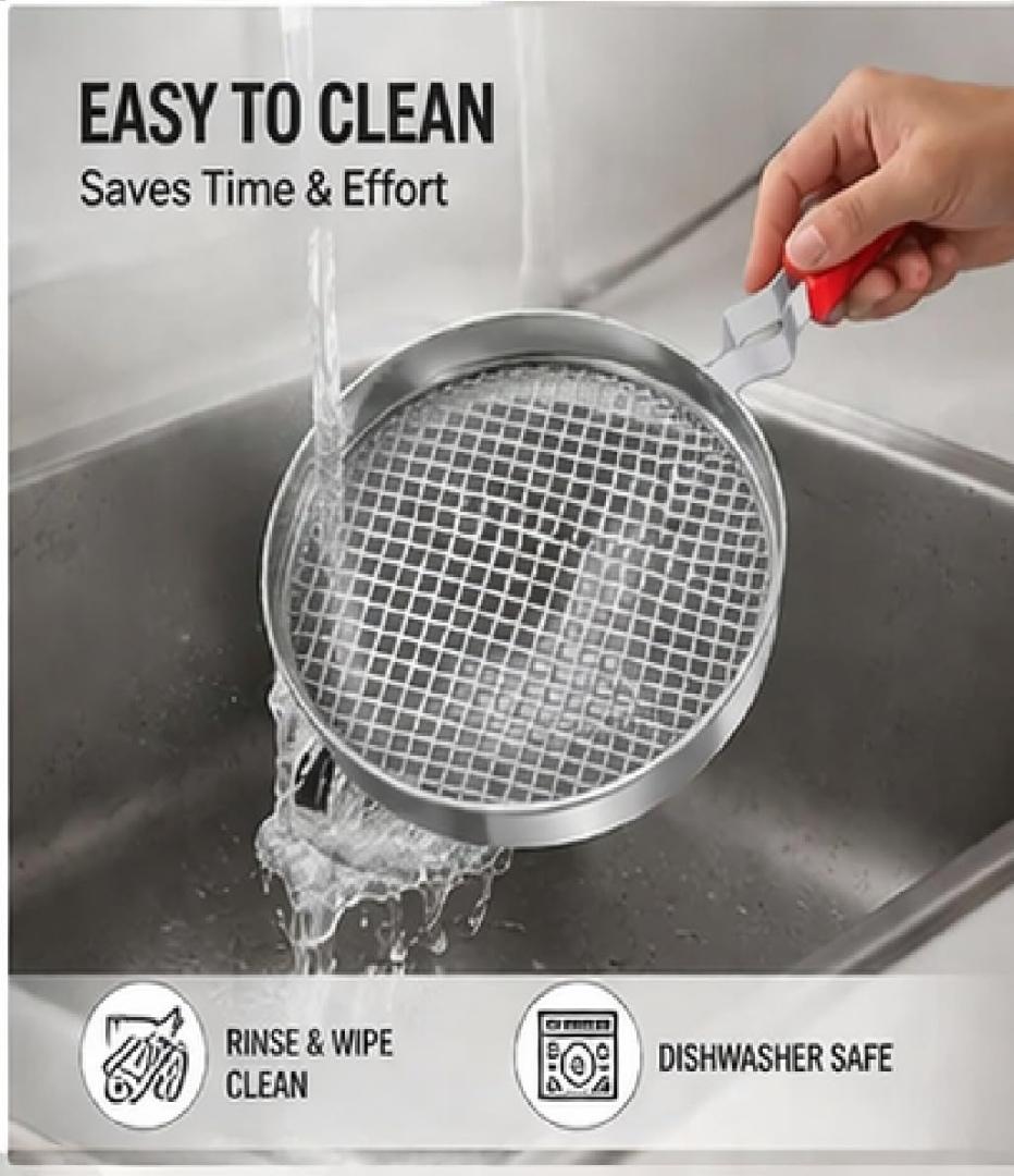 Stainless Steel Mesh Roasting Pan for Roti/Chapati with Foldable Heat-Resistant Handle - Gas Stove Compatible