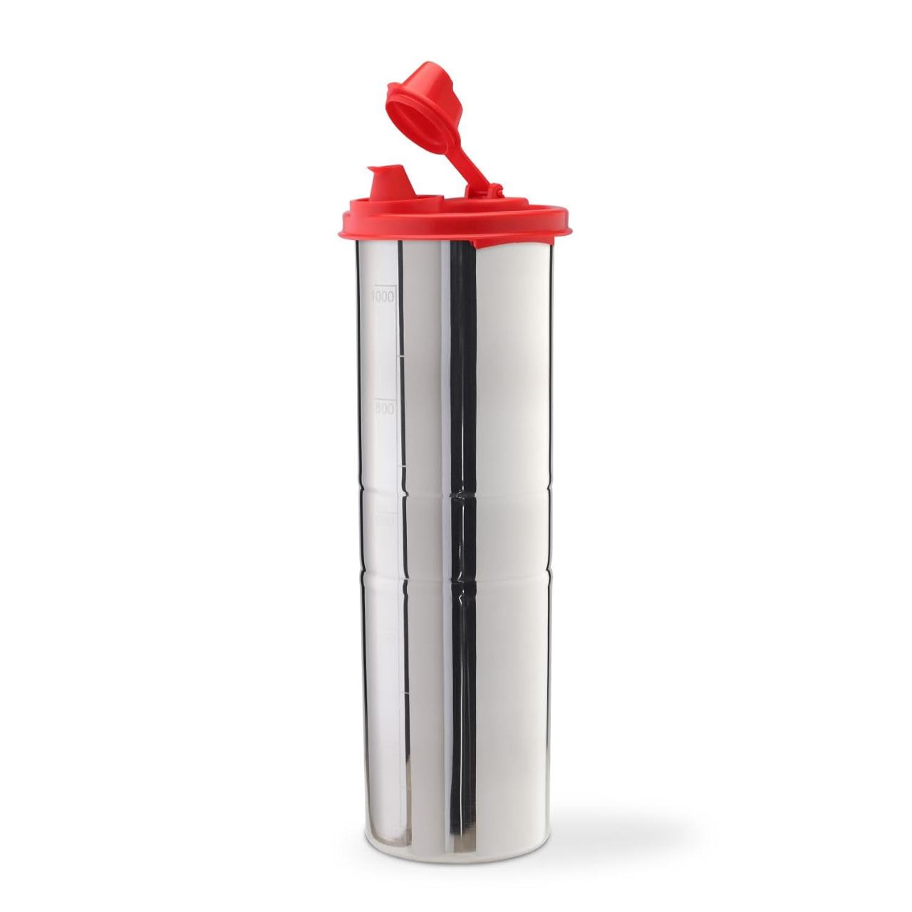 Stainless Steel Oil Dispenser Bottle with Flip Lid and Handle (Red)