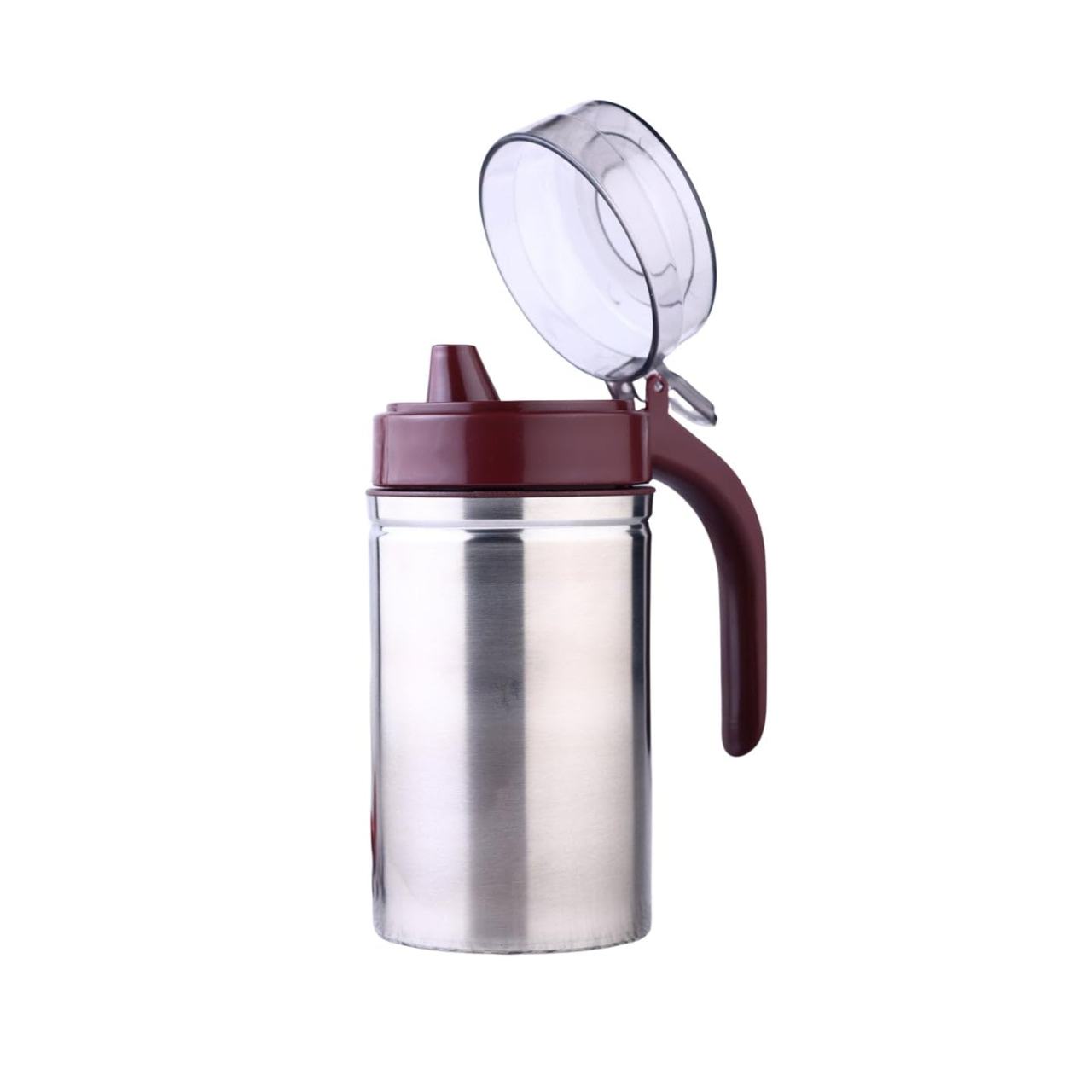 Stainless Steel Oil Dispenser Bottle with Flip Lid and Handle (Red)