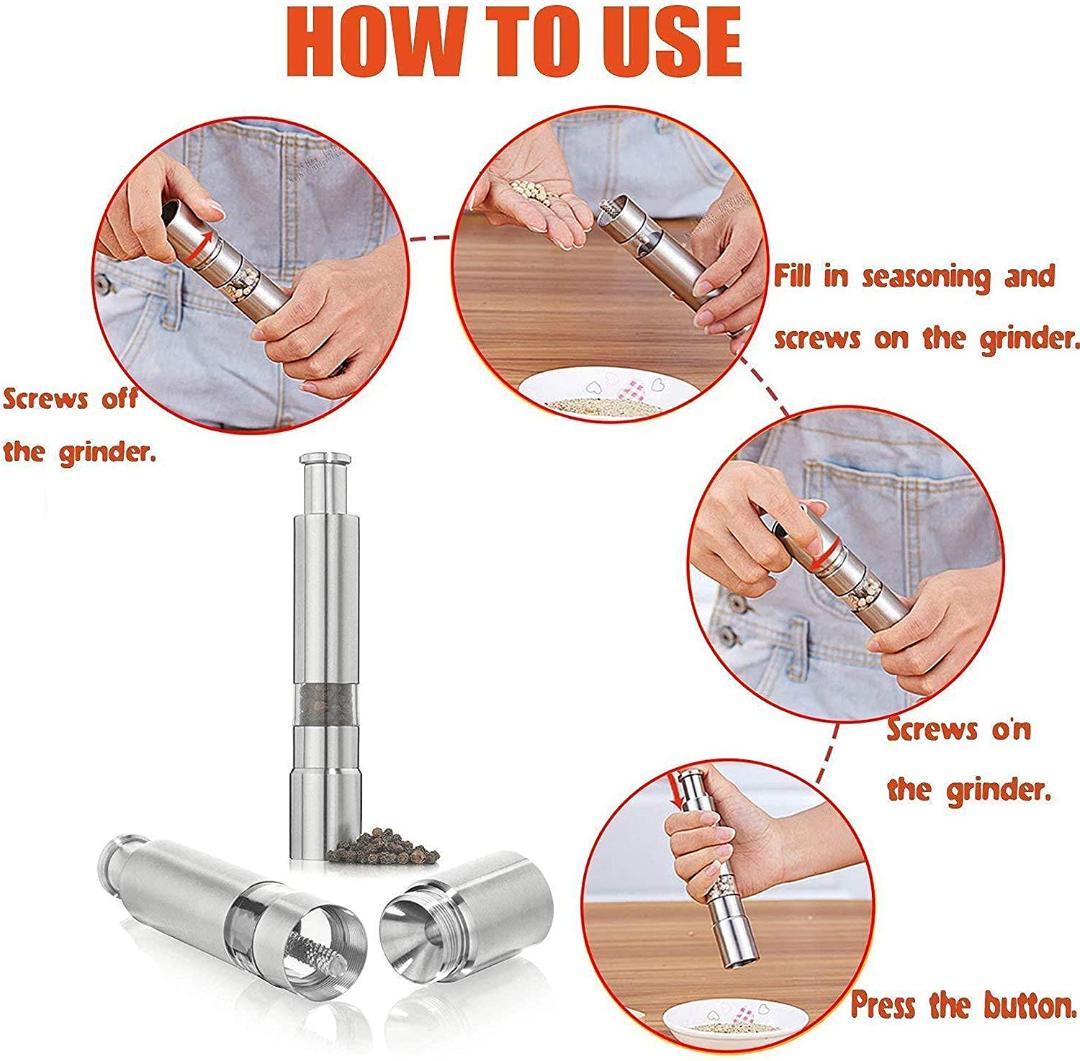 Stainless Steel Thumb Press Salt & Pepper Grinder