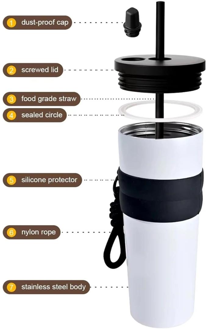 Stainless Steel Vacuum Insulated Water Bottle with Carry Strap