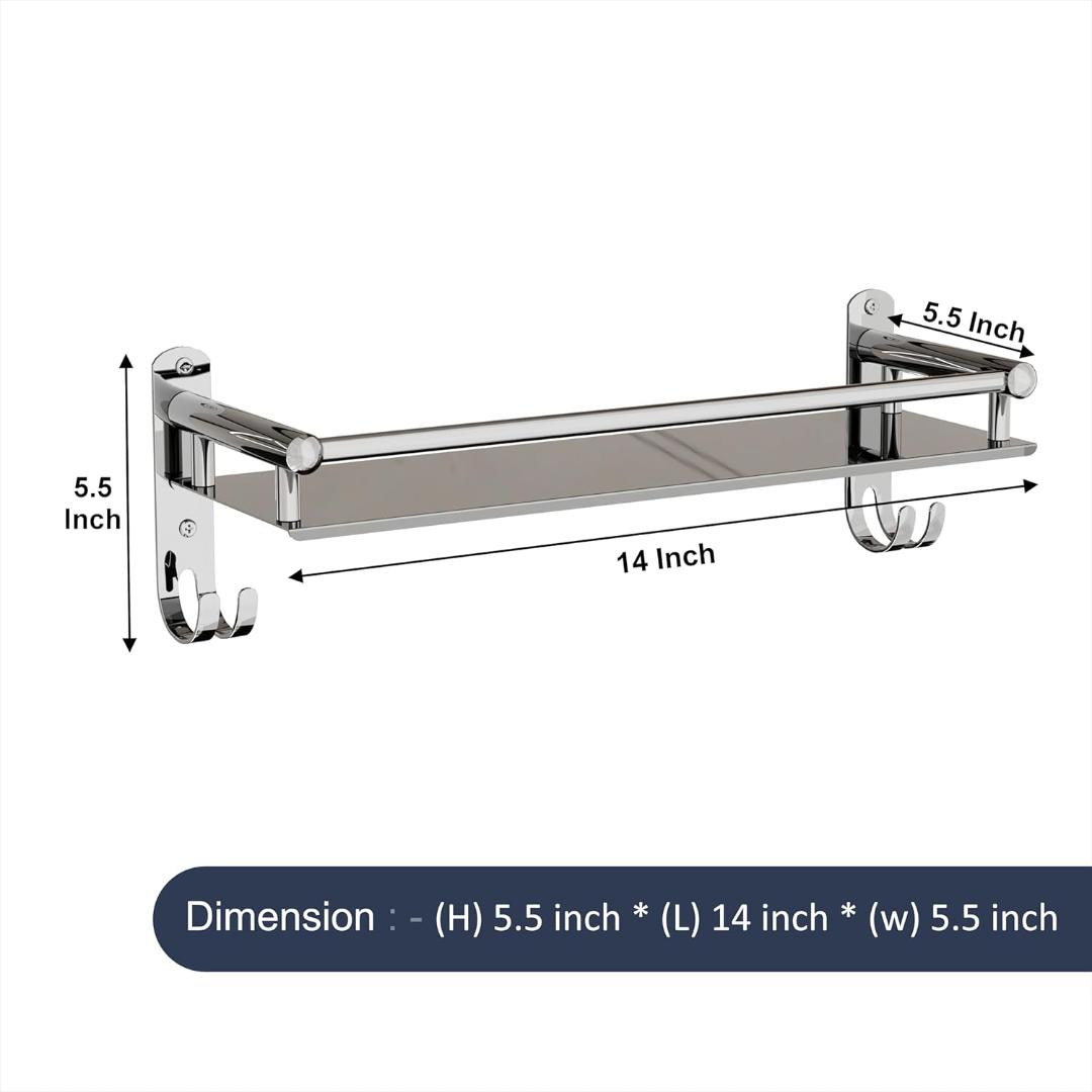 Stainless Steel Wall Mounted Washroom Rack - Single Layer