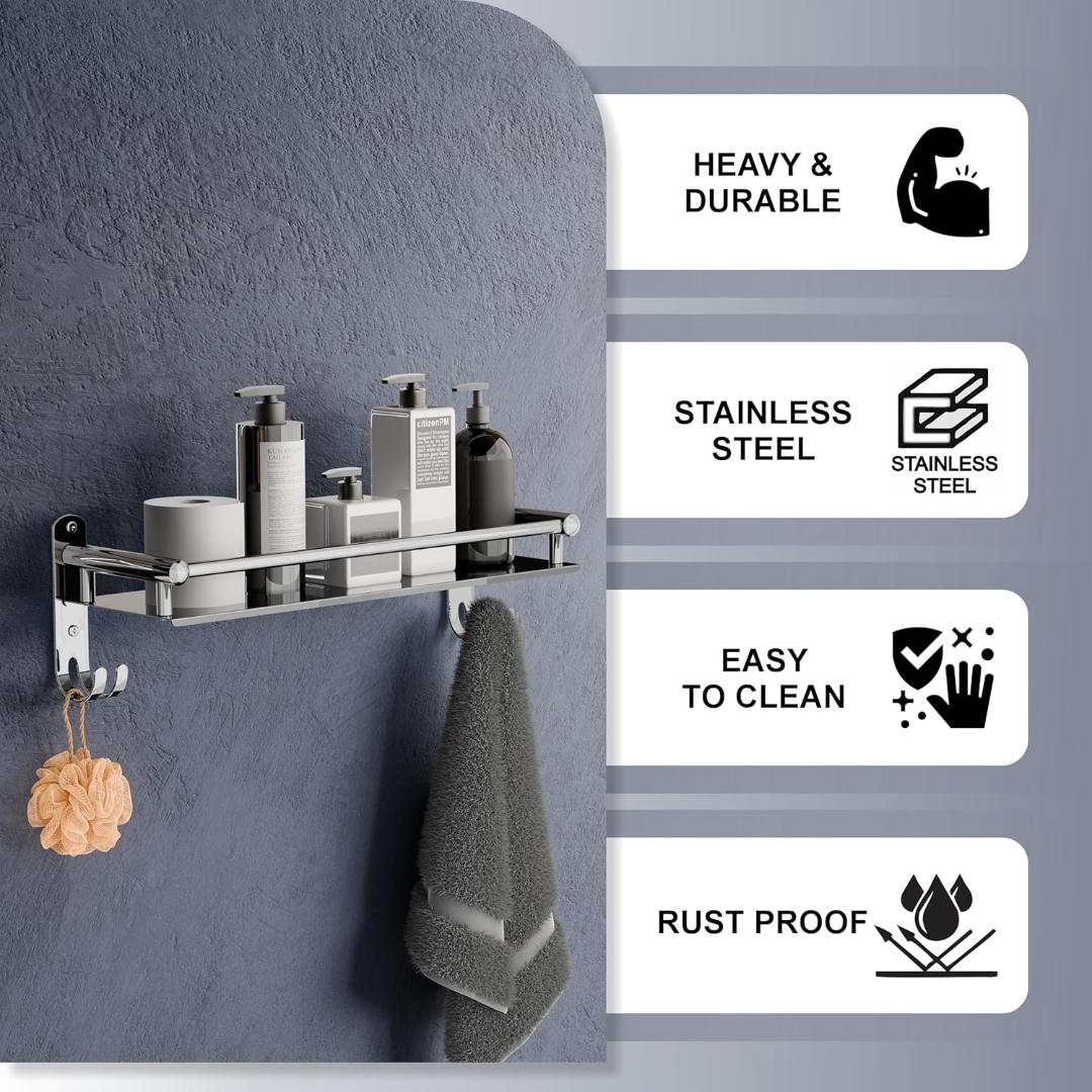 Stainless Steel Wall Mounted Washroom Rack - Single Layer
