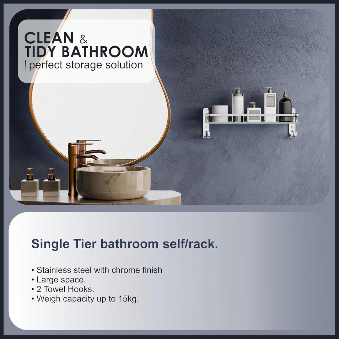 Stainless Steel Wall Mounted Washroom Rack - Single Layer