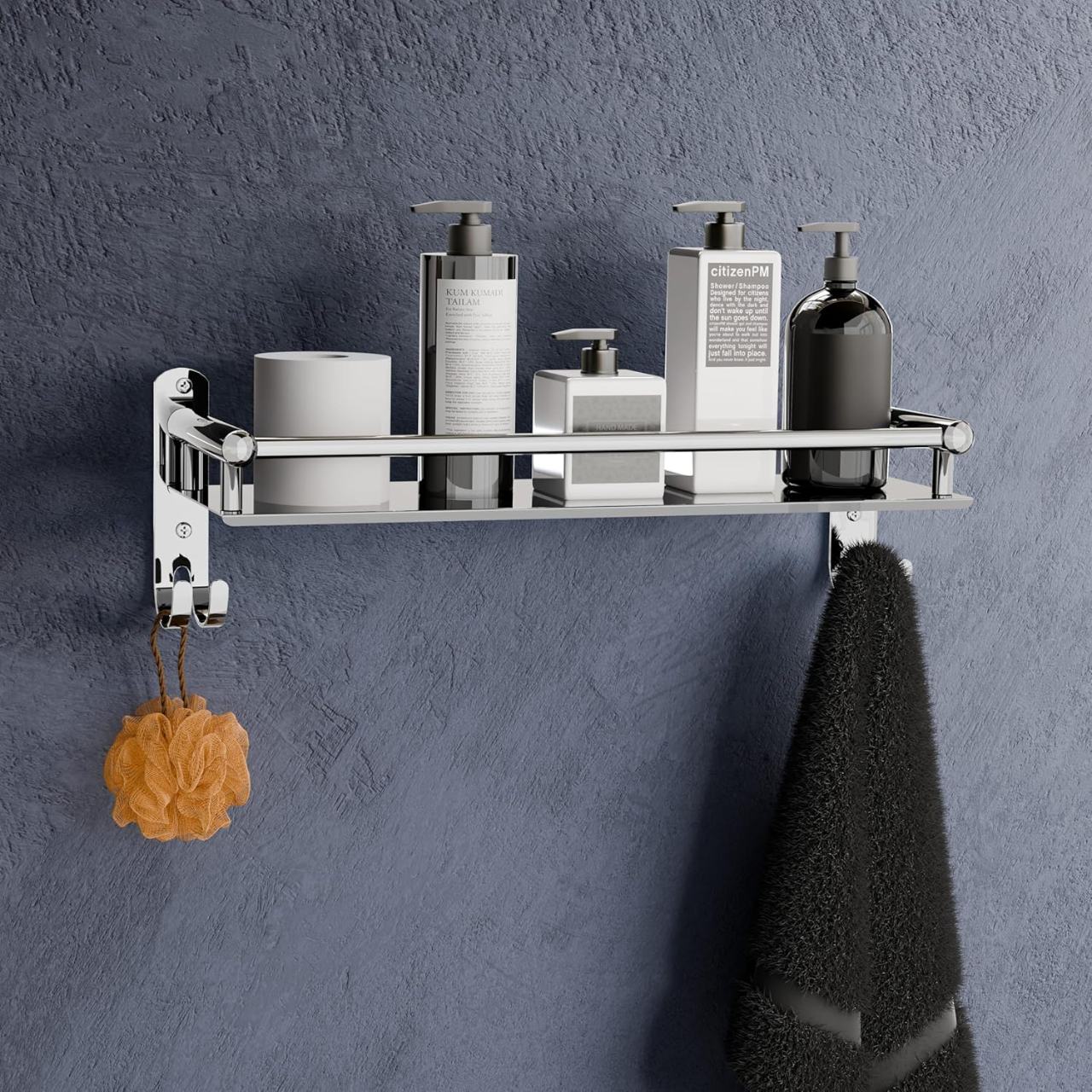 Stainless Steel Wall Mounted Washroom Rack - Single Layer