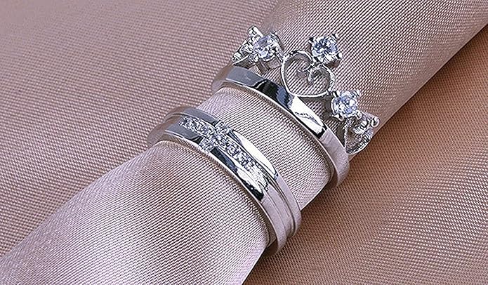 Sterling Oxidised Silver Couple Ring Gift With Attractive Red Love Box (2Pcs)