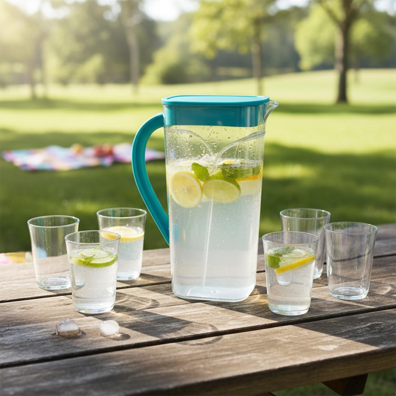 Supermom Marina Plastic Jug & 6 Glass Set - 1.5L Unbreakable