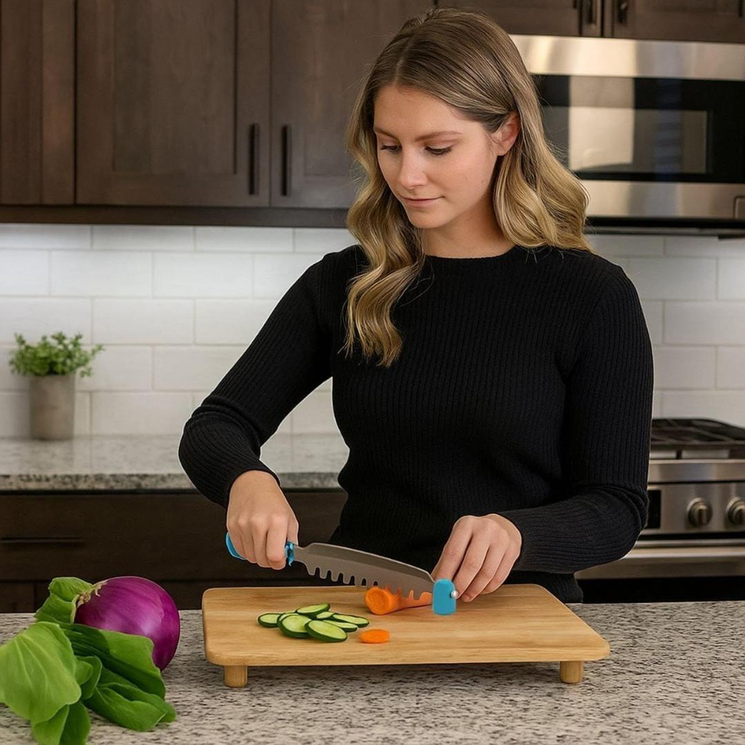 Supermom Wooden Cutting & Chopping Board with Stainless Steel Knife