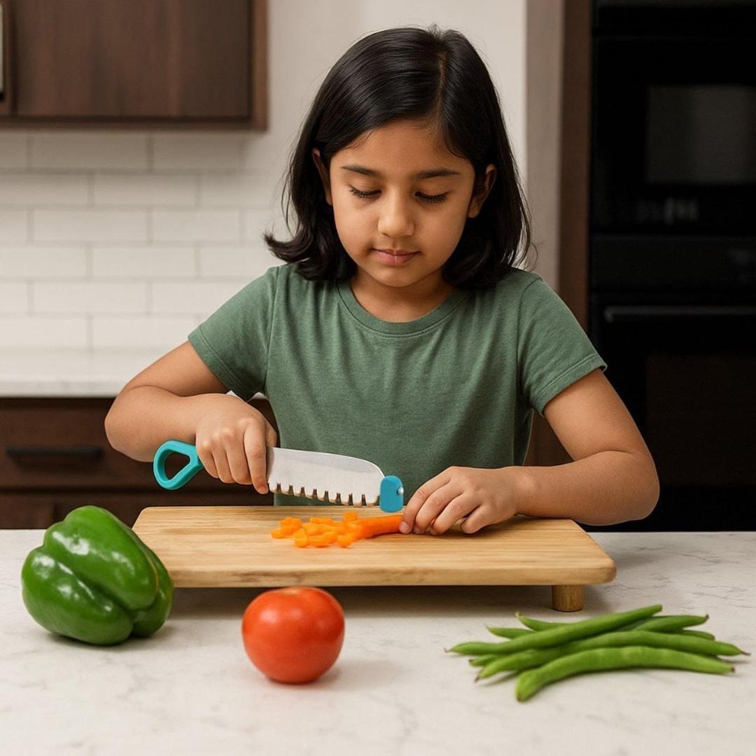 Supermom Wooden Cutting & Chopping Board with Stainless Steel Knife