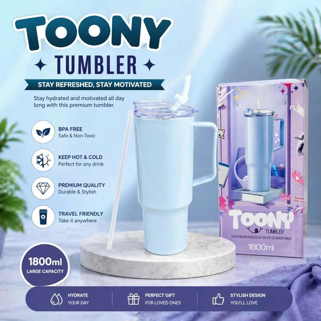 Toony Tumbler 1800ml Travel Mug with Handle & Straw