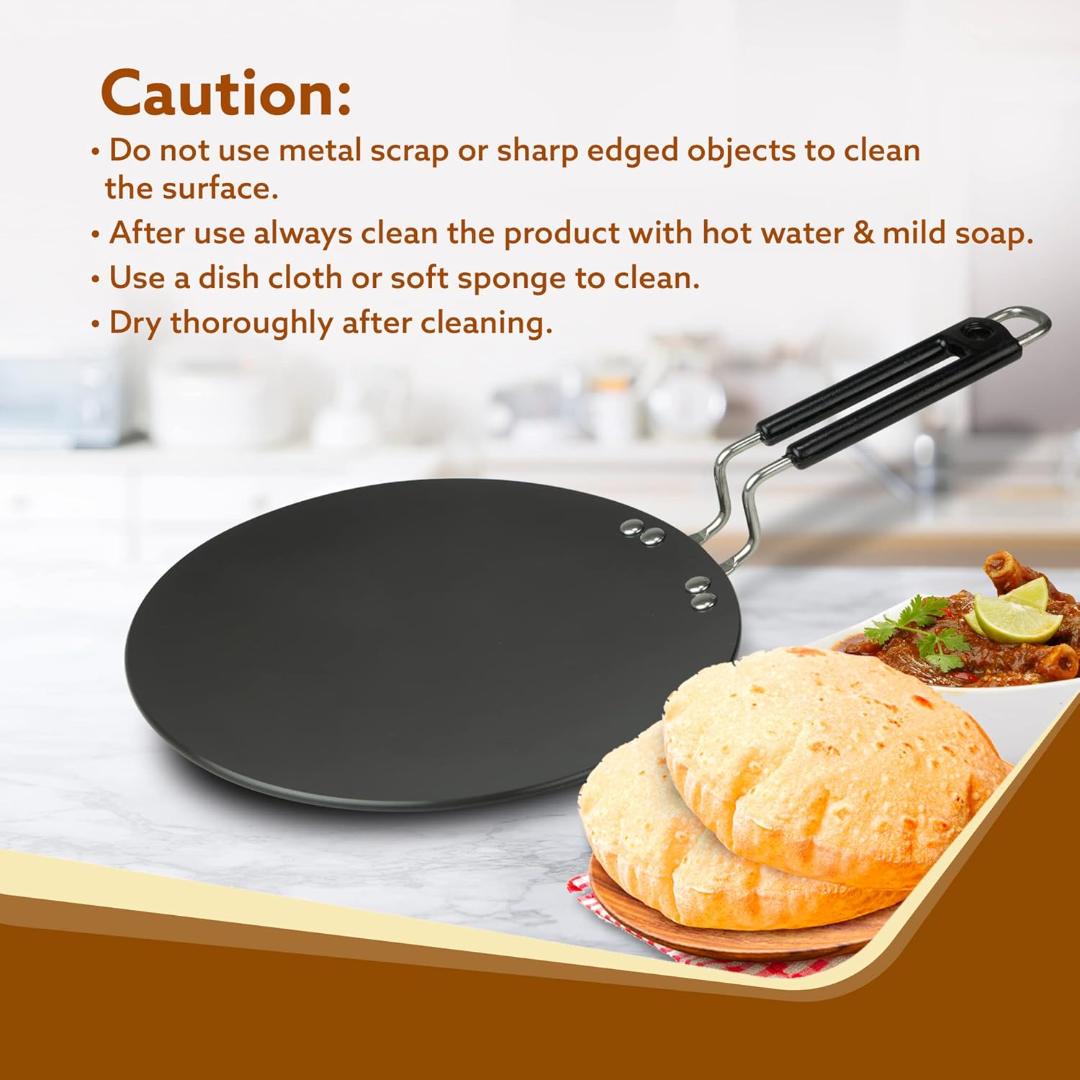 Vikas Hard Anodized Roti Tawa - Heavy Duty Flat Cooking Pan - 225mm