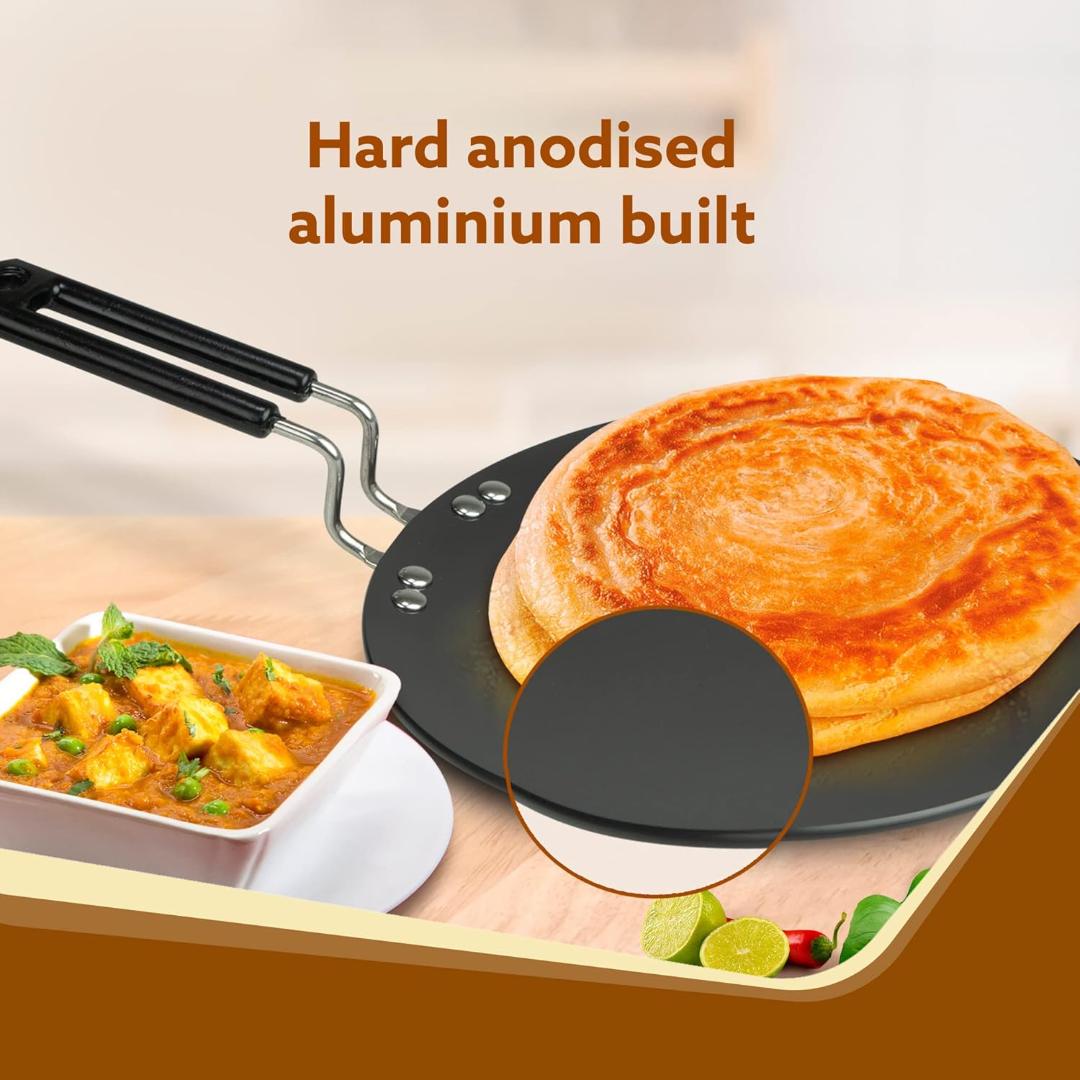 Vikas Hard Anodized Roti Tawa - Heavy Duty Flat Cooking Pan - 225mm