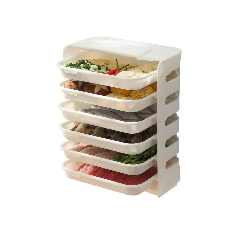 Wall Mount 6-Layer Food Storage Rack – Stackable, Space-Saving Organizer