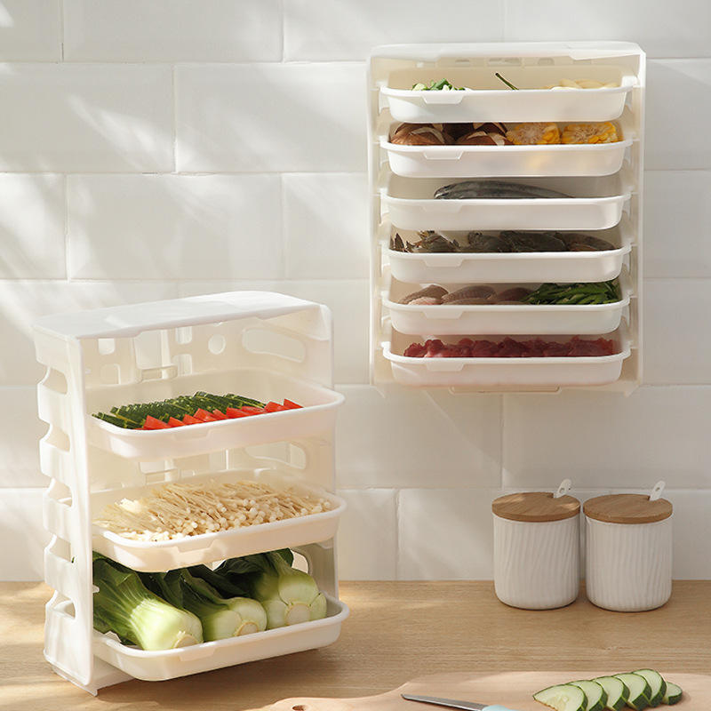 Wall Mount 6-Layer Food Storage Rack – Stackable, Space-Saving Organizer