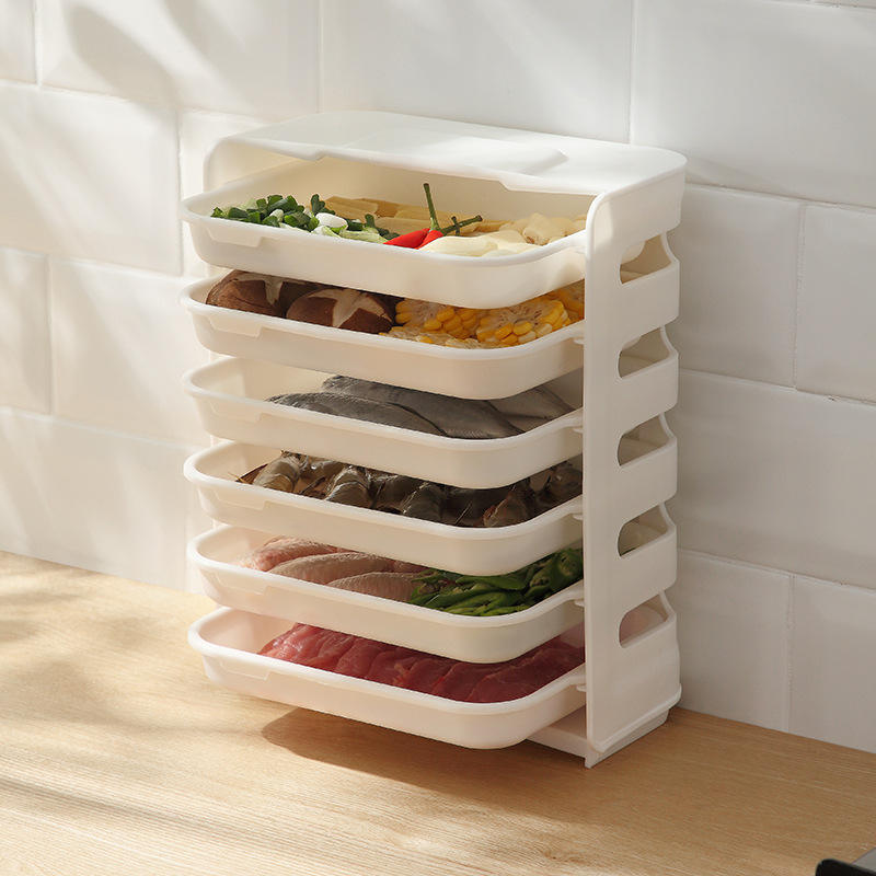 Wall Mount 6-Layer Food Storage Rack – Stackable, Space-Saving Organizer