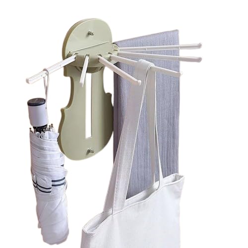 Wall-Mounted Rotating Multi-Arm Organizer Rack with Decorative Guitar Design