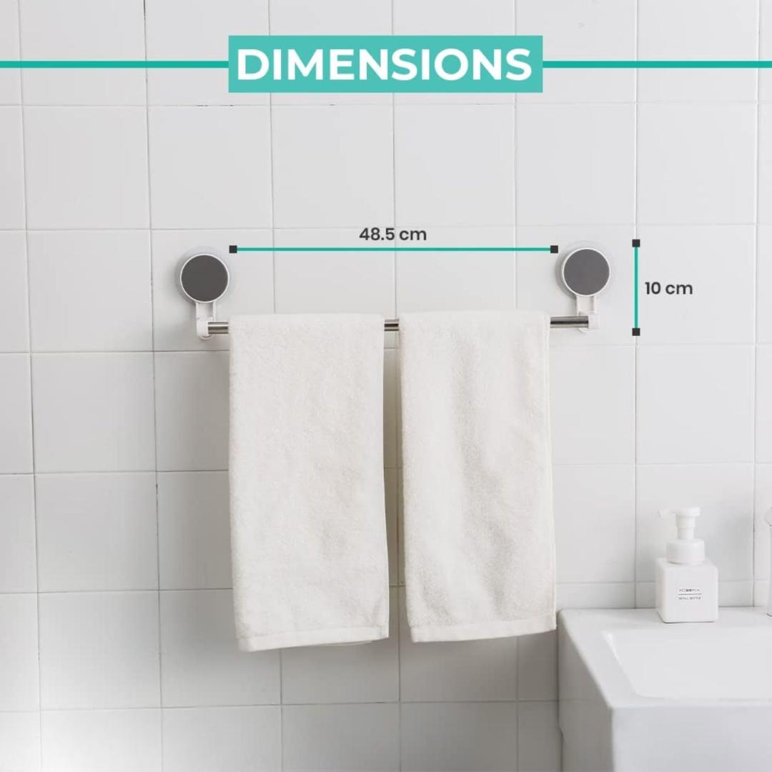 Wall-Mounted Stainless Steel Towel Bar with Circular Mounts - 50cm