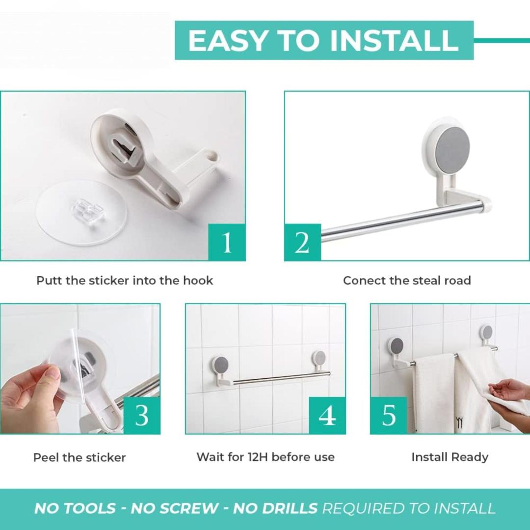 Wall-Mounted Stainless Steel Towel Bar with Circular Mounts - 50cm