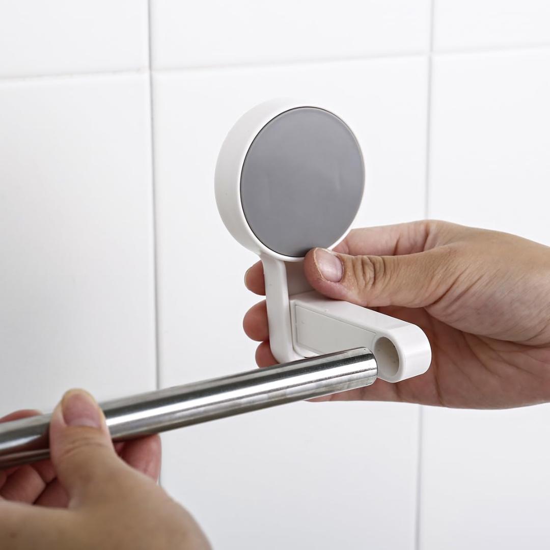 Wall-Mounted Stainless Steel Towel Bar with Circular Mounts - 50cm