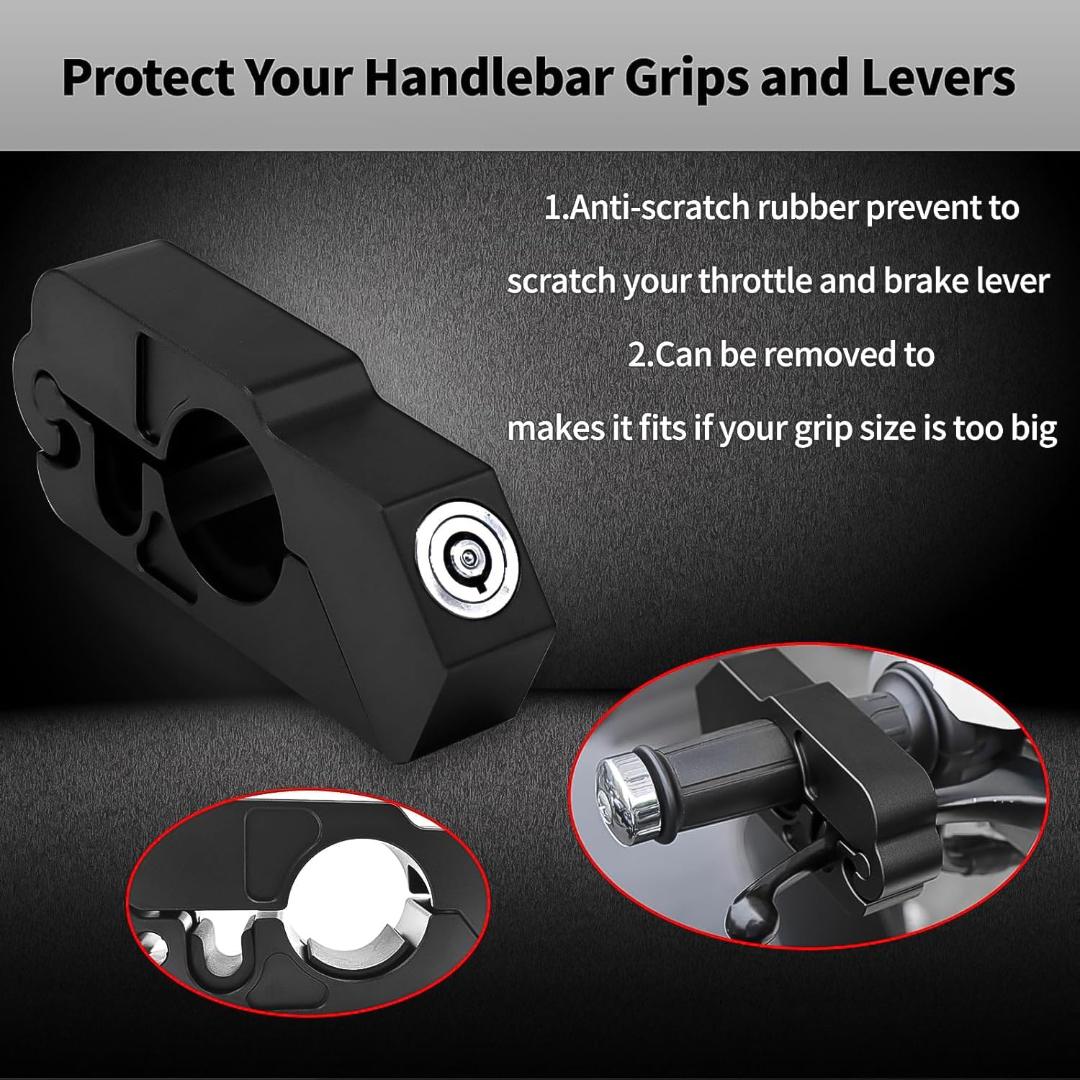 Waterproof & Rust Proof Handlebar Grip Lock for Motorcycle/Bicycle - Anti-Theft Security Lock with 2 Keys