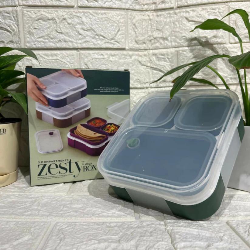 Zesty 3-Compartment Leak-Proof Lunch Box for Fresh Meals